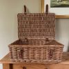 wicker basket with lid open